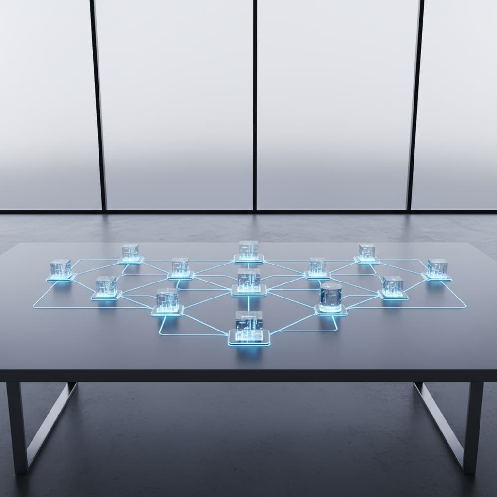 Process flow visualization showing automated steps connecting business systems